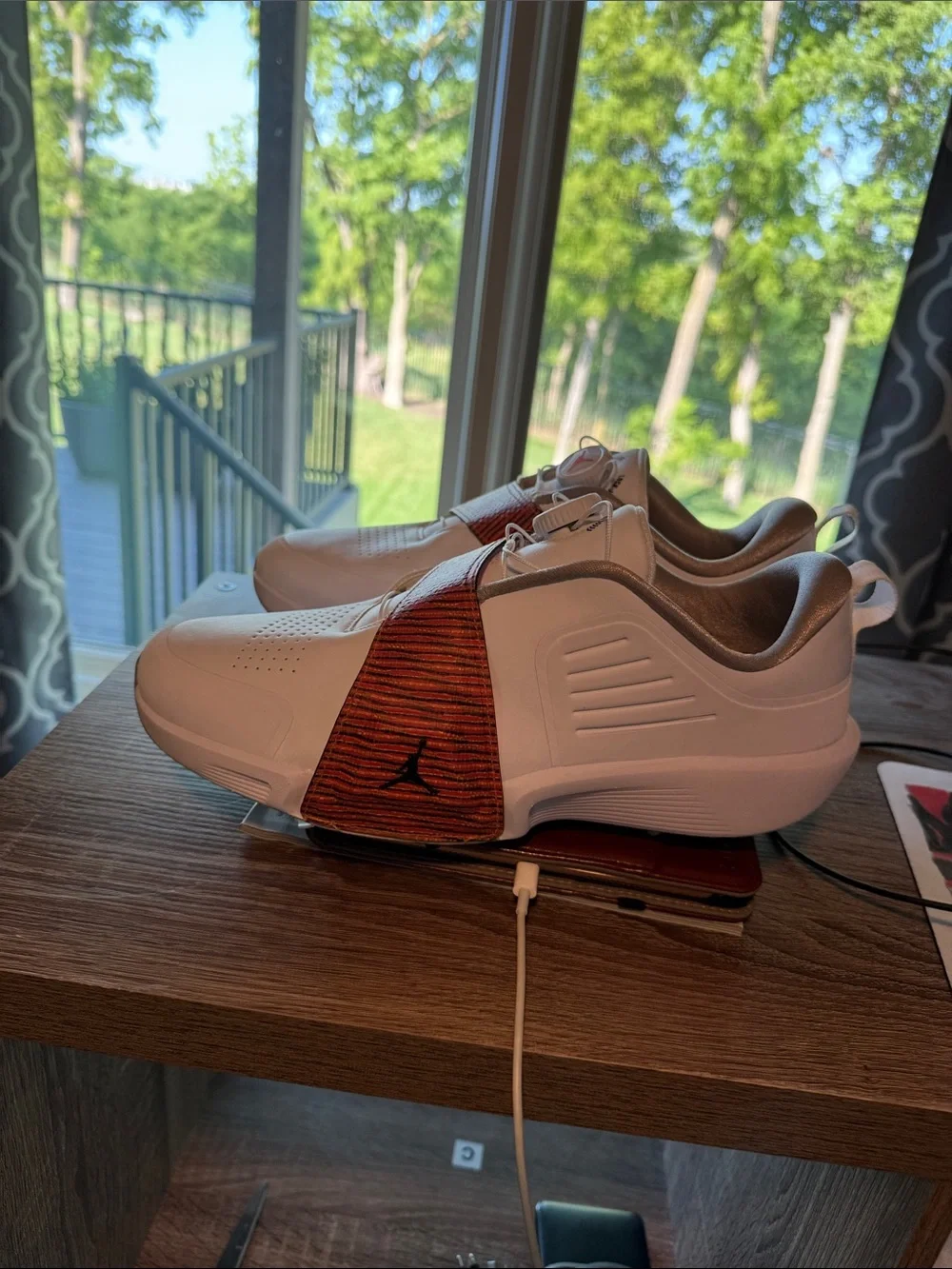 Jordan Men's golf shoes White Sneakers with Red Accent Strap Brand new